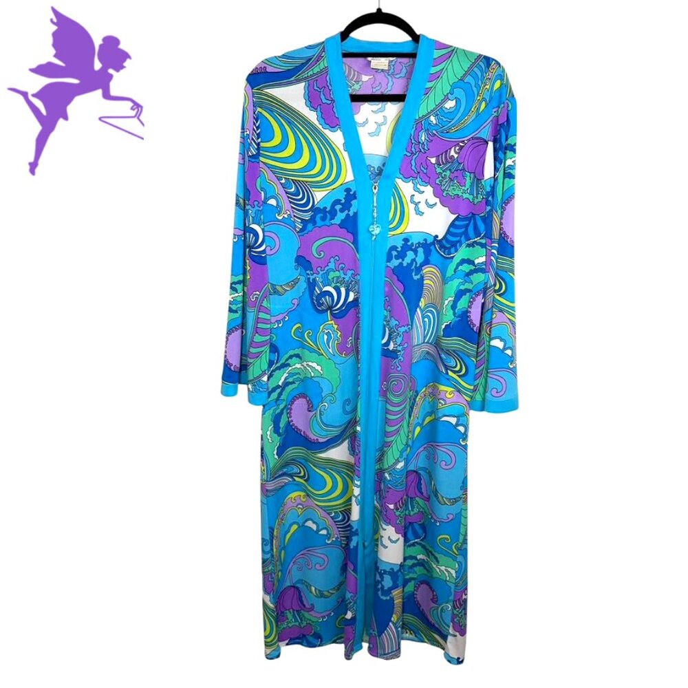 VINTAGE Kassatly Shop Palm Beach Zipper Front Hostess Robe